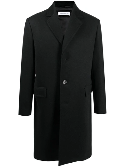 Department 5 Single-breasted Wool Coat In Black