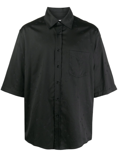 Marine Serre Oversized Short Sleeved Satin Shirt In Black