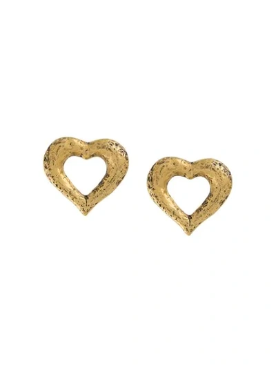 Saint Laurent Coeur Monogram Clip Earrings In Gold