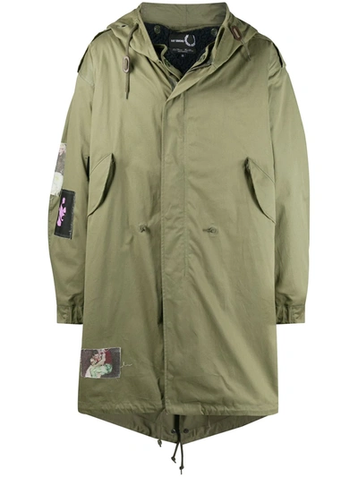 Fred Perry Punk Oversized Parka In Green