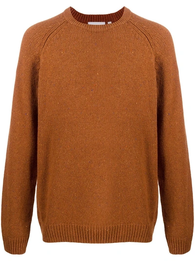 Carhartt Anglistic Mélange Wool-blend Sweater In Brown