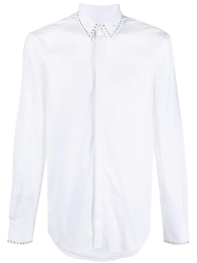 Les Hommes Studded Collar Shirt In White