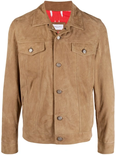 Family First Lightweight Leather Jacket In Brown