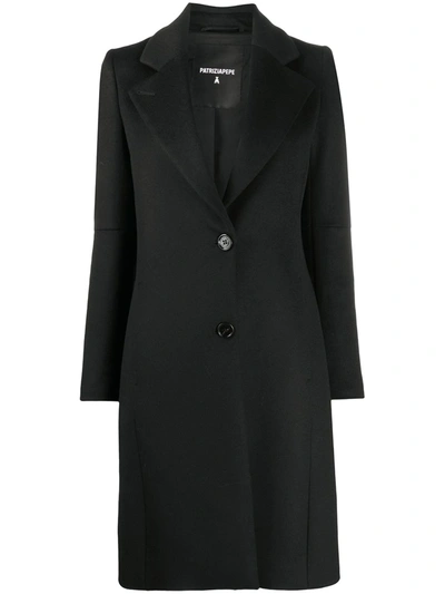 Patrizia Pepe Single-breasted Mid-length Coat In Black