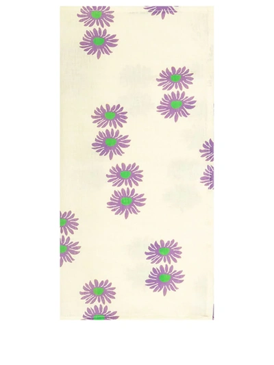 La Doublej Set Of 6 Margherita Viola Large Napkins In White,purple