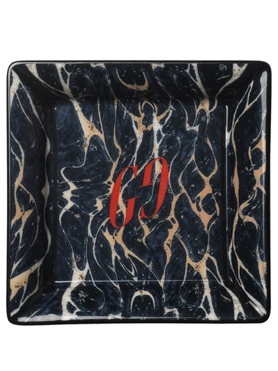 Gucci Hand Painted Marble Effect Tray In Black