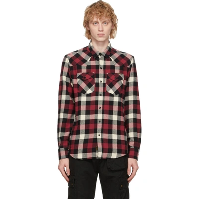 Belstaff Red & White Check Western Shirt In 1199off Wh