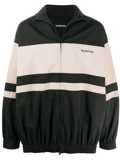 Balenciaga Black And Beige Zip-up Jacket