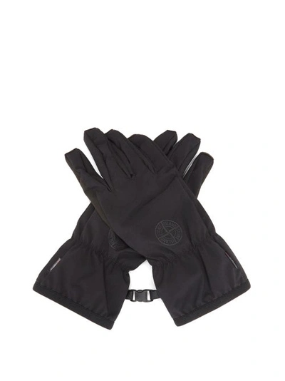 Stone Island Compass Logo-print Soft Shell-r Gloves In Black