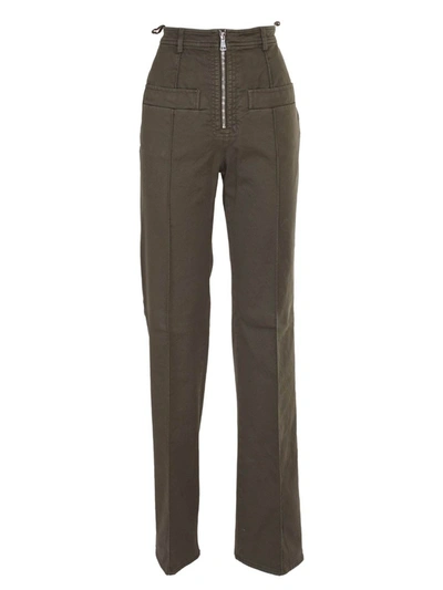 N°21 Fabric High Waisted Straight Pants In Militare