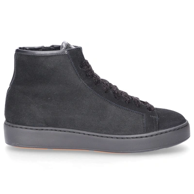 Santoni High-top Sneakers 60440 Suede In Black