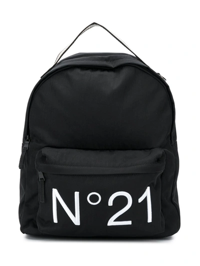 N°21 Kids' Logo Backpack In Black
