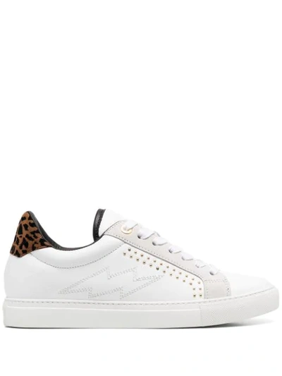Zadig & Voltaire Women's Zv1747 Smooth Tattoo Style Logo Patch Low Top Leather Trainers In White