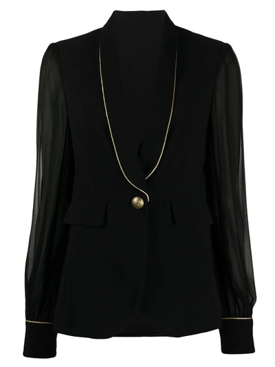 Pinko Blazer With Sheer Sleeves In Black