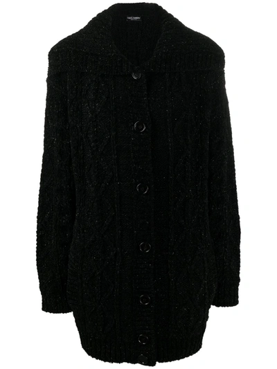 Dolce & Gabbana Spread-collar Cardigan Coat In Black