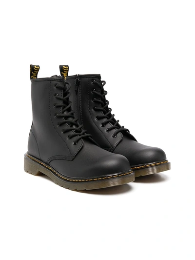 Dr. Martens Teen Fiori Ankle Boots In Black