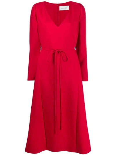 Valentino Belted Mid-length Dress In Red