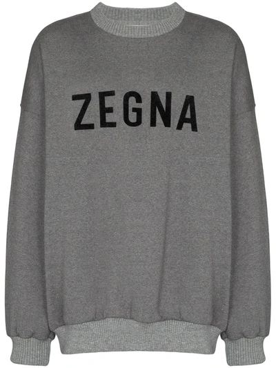 Fearofgodzegna Logo Print Slouched Sweatshirt In Grey