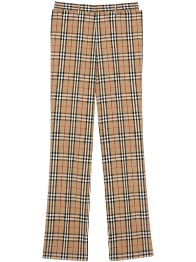 Burberry Vintage Check Tailored Trousers Flap Trs Arc. Beige In Archive Beige