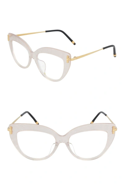 Boucheron 51mm Cat Eye Novelty Optical Glasses In Beige Gold Transparent