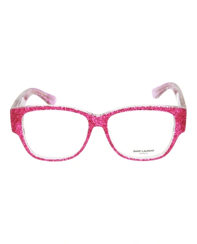 Saint Laurent 55mm Square Core Optical Glasses In Pink
