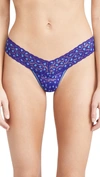 Hanky Panky Women's Cross Dyed Leopard Retro Thong In Night Sky/laguna Blue