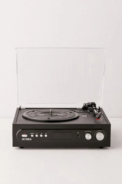 Victrola All-in-1 Bluetooth Record Player With Built In Speakers And 3-speed Turntable In Black