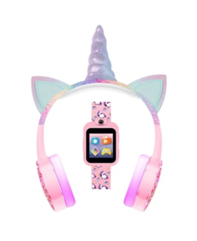 Itouch Kid's Playzoom Pink Unicorn Tpu Strap Smart Watch With Headphones Set 41mm