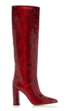 Paris Texas Women's Snake-effect Leather Knee Boots In Red