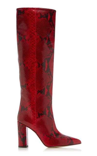 Paris Texas Women's Snake-effect Leather Knee Boots In Red