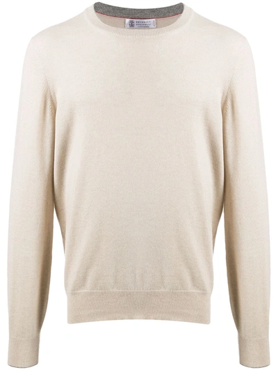 Brunello Cucinelli Cashmere And Silk Sweatshirt-style Sweater In Cv Avorio