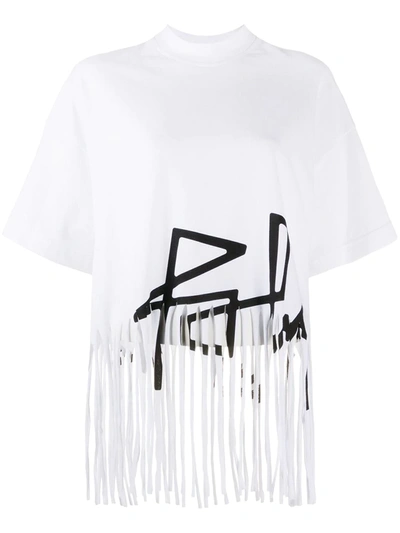 Palm Angels Women's Fringe Desert Logo Cotton T-shirt In White