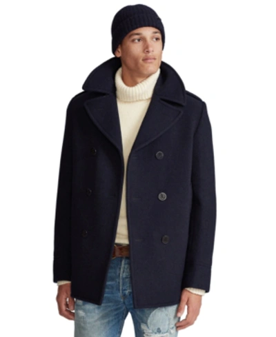 Polo Ralph Lauren Melton Wool Blend Peacoat In Navy