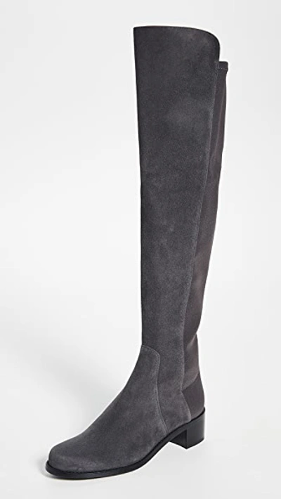 Stuart Weitzman Reserve Stretch Suede Boots In Slate