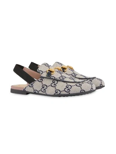 Gucci Kids' Princetown Gg Slingback Slippers In Blue