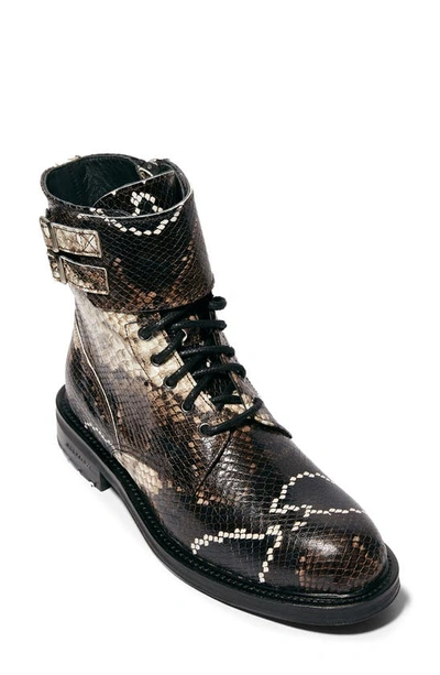 Allsaints Women's Brigade Embossed Leather Combat Boots In Multi Snake