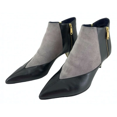 Pre-owned Vionnet Leather Ankle Boots In Black