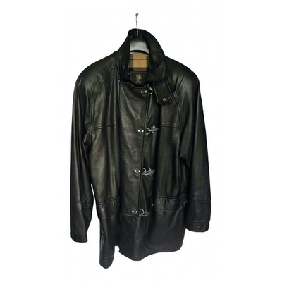Pre-owned Fay Leather Biker Jacket In Black