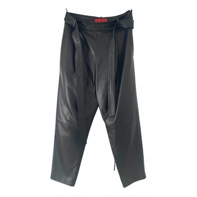 Pre-owned Carolina Herrera Leather Chino Pants In Black