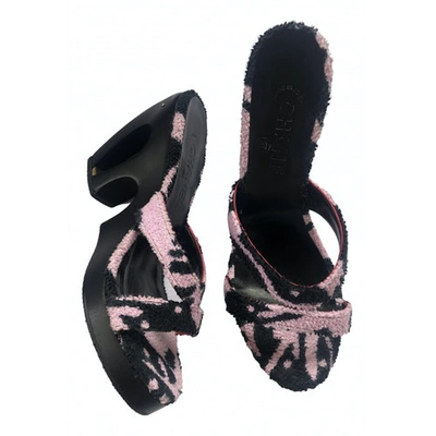Pre-owned Chanel Tweed Sandals In Pink