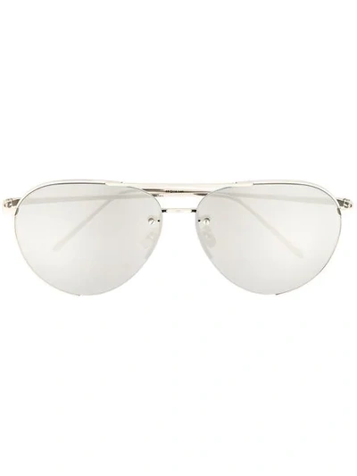 Linda Farrow White Gold-plated Mirrored Aviator Sunglasses