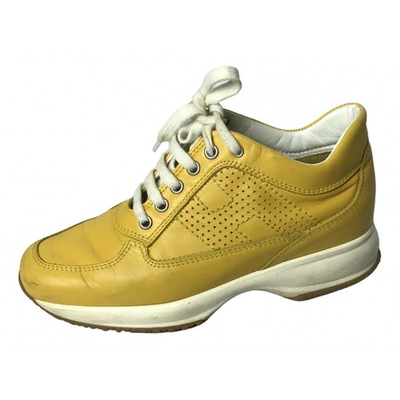 Pre-owned Hogan Leather Trainers In Yellow