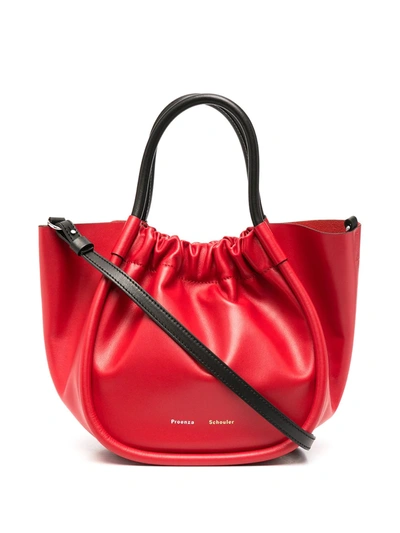 Proenza Schouler Women's Small Ruched Leather Tote In Red