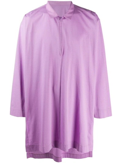 Issey Miyake Elongated Side Slits Shirt In Purple
