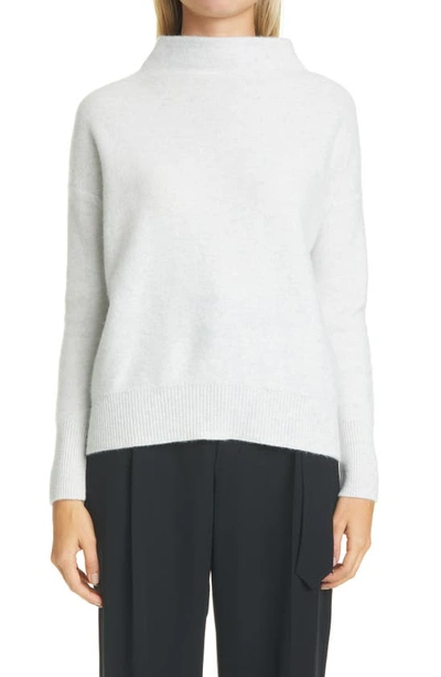 Vince Boiled Cashmere Funnel Neck Pullover In Heather Platinum