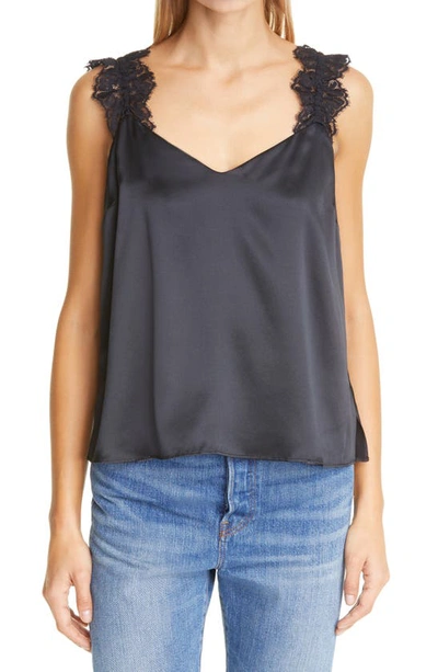 Cami Nyc The Kailey Lace-trimmed Silk Crepe De Chine Camisole In Black