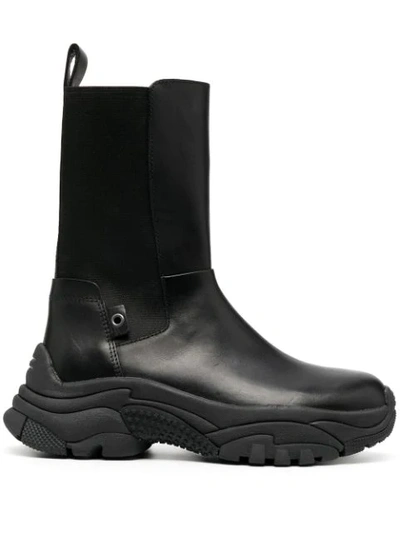 Ash Adapter Leather Boots In Black