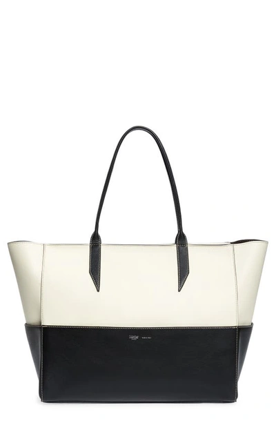 Metier Small Incognito Cabas Leather Tote In White Sand