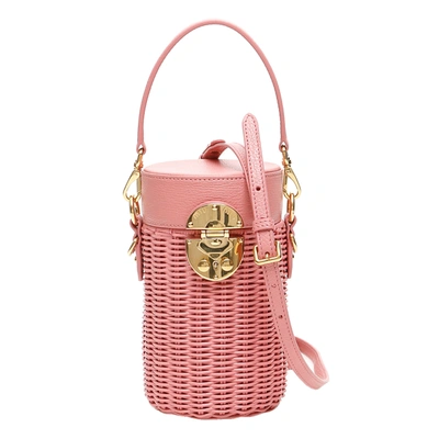 Pre-owned Miu Miu Pink Leather Wicker Cylinder Mini Shoulder Bag
