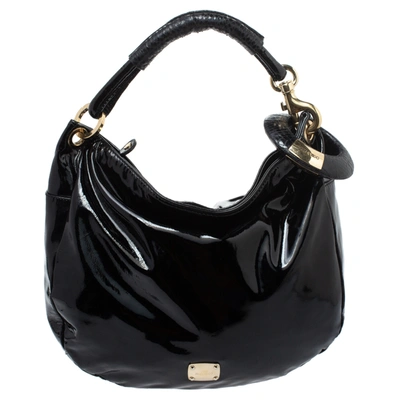 Pre-owned Jimmy Choo Black Patent Leather And Python Large Sky Hobo